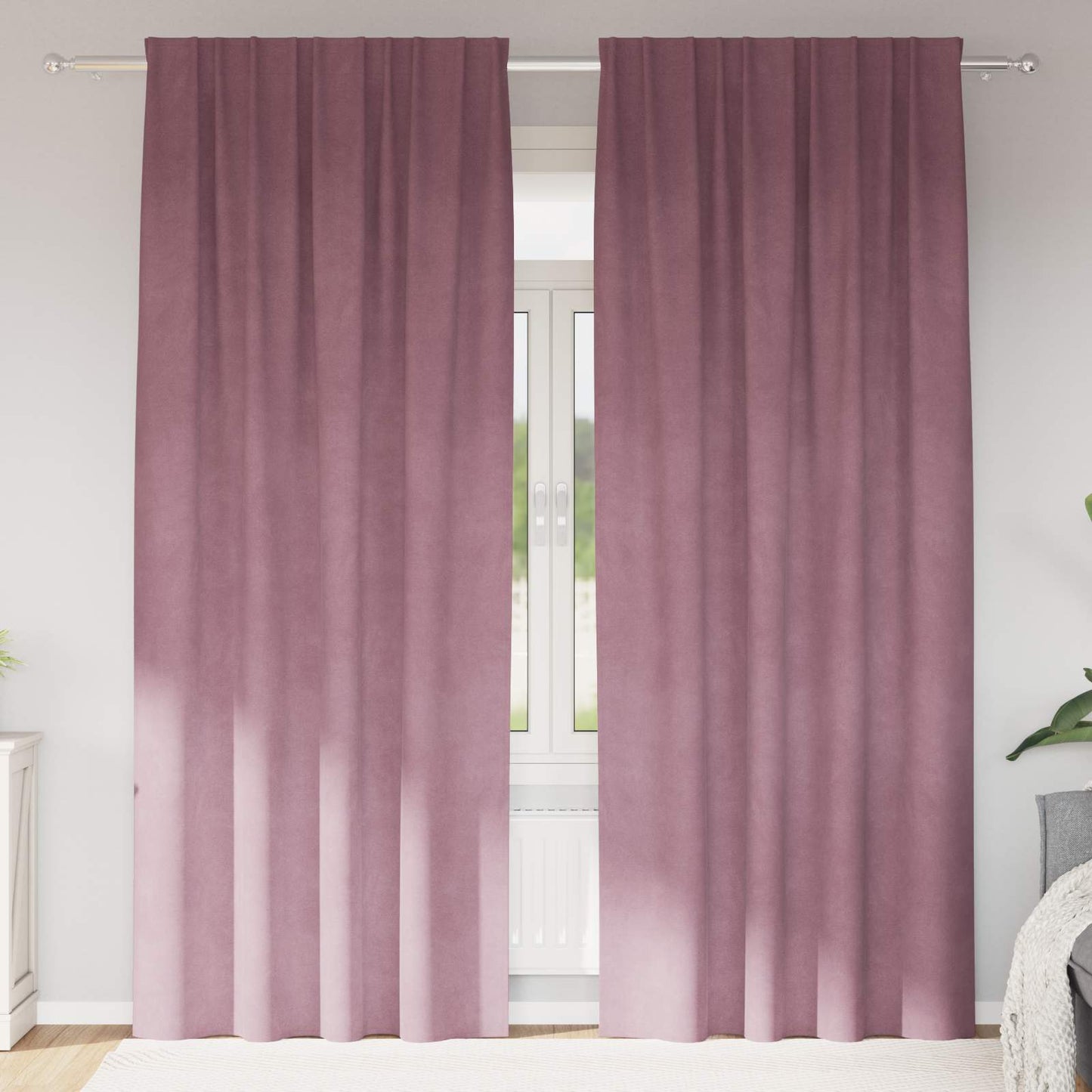 Vidaxl verduisterende gordijnen 2 pcs donkerroze 140 x 225 cm fluweel