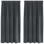 Vidaxl gordijnen 2 st lichtgrijs 140 x 175 cm fluweel - afbeelding 2