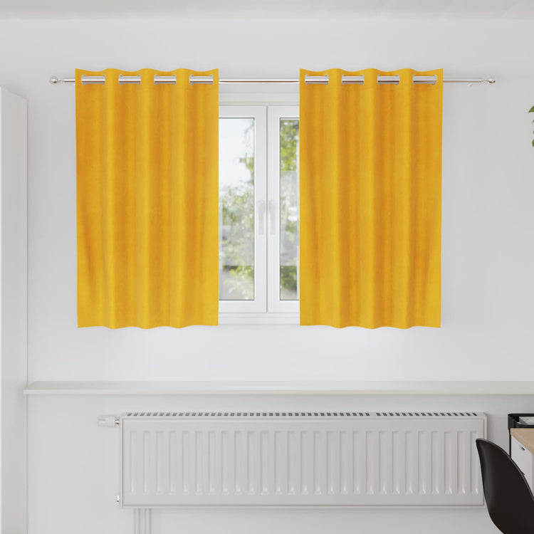 Vidaxl gordijnen 2 st mosterdgeel 140 x 140 cm fluweel