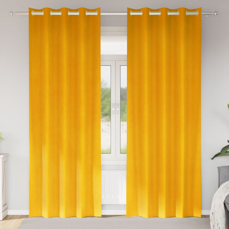Vidaxl gordijnen 2 st mosterdgeel 140 x 245 cm fluweel