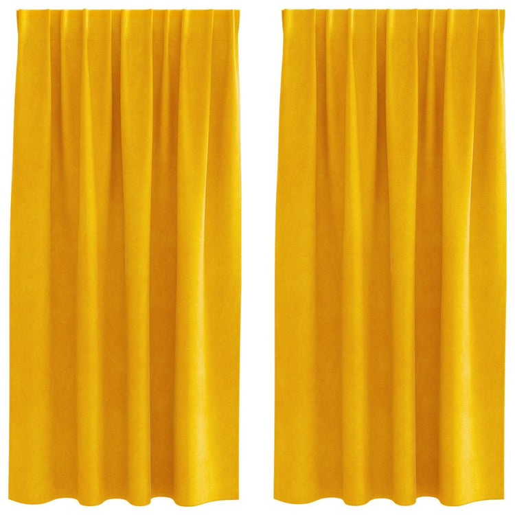 Vidaxl gordijnen 2 st mosterdgeel 140 x 175 cm fluweel