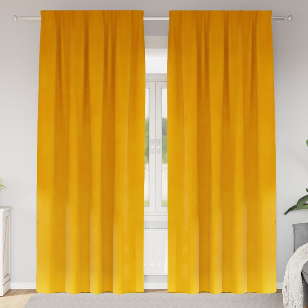 Vidaxl gordijnen 2 st mosterdgeel 140 x 245 cm fluweel