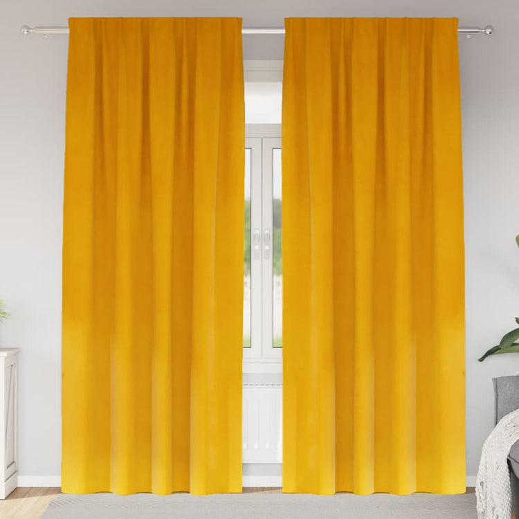 Vidaxl gordijnen 2 st mosterdgeel 140 x 245 cm fluweel