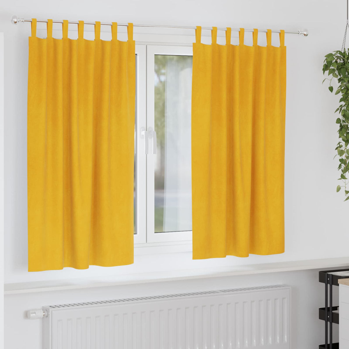 Vidaxl gordijnen 2 st mosterdgeel 140 x 175 cm fluweel