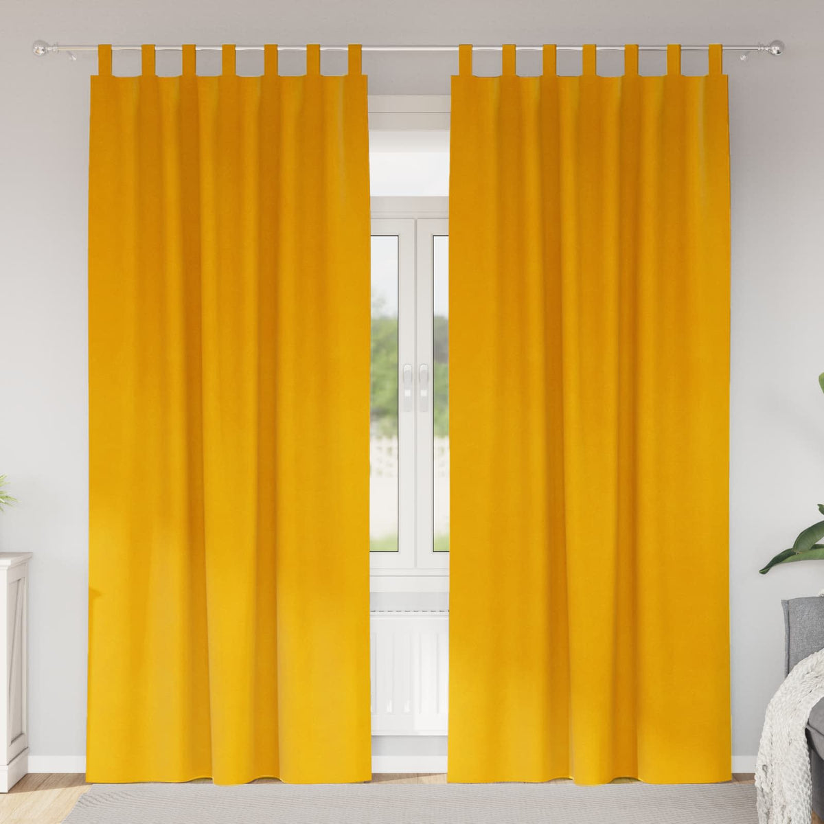 Vidaxl gordijnen 2 st mosterdgeel 140 x 225 cm fluweel