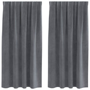 Vidaxl gordijnen 2 st lichtgrijs 140 x 175 cm fluweel - afbeelding 2