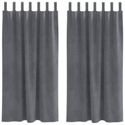 Vidaxl gordijnen 2 st lichtgrijs 140 x 175 cm fluweel - afbeelding 2