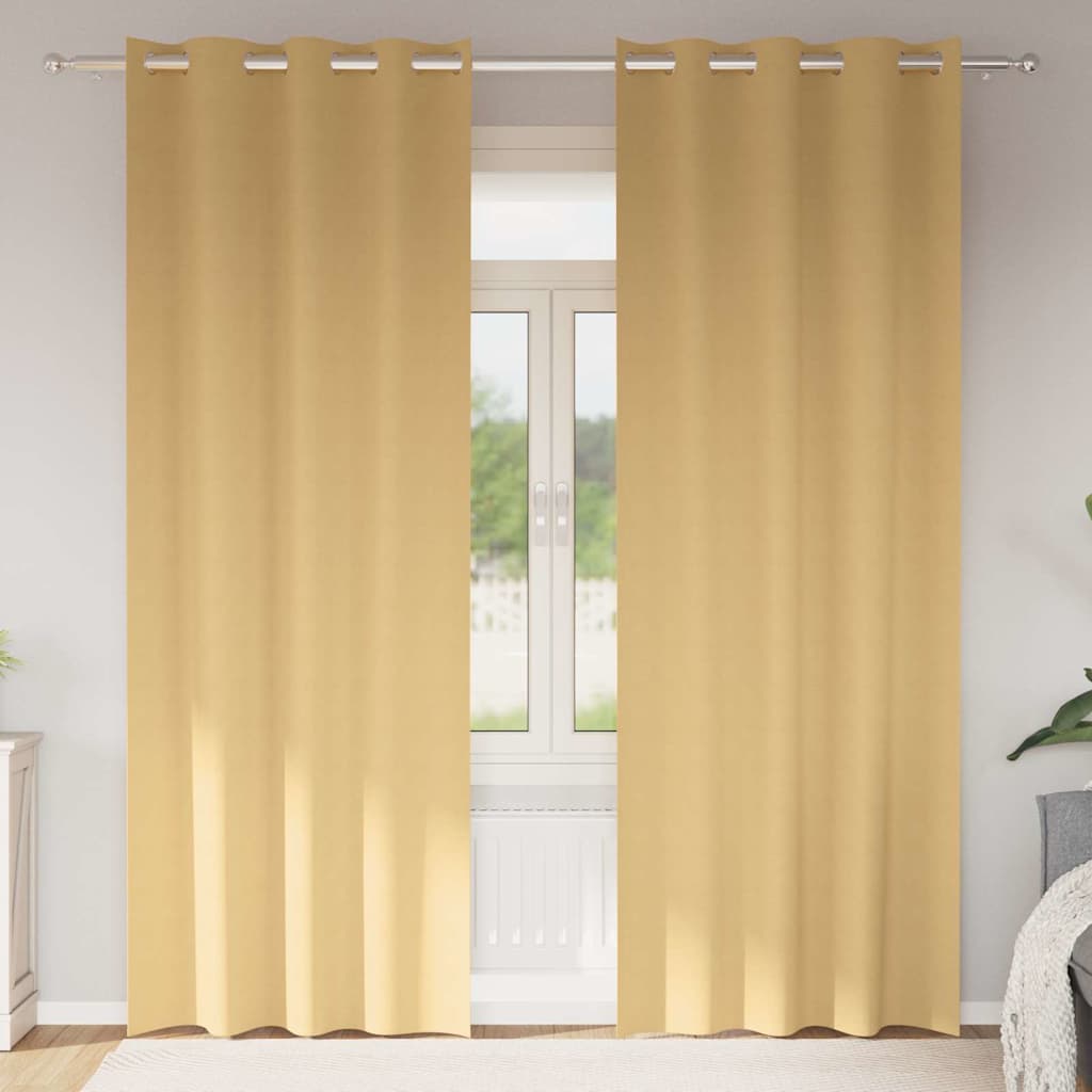 Vidaxl zwart-out gordijnen met ringen 2 st beige 225 x 140 cm