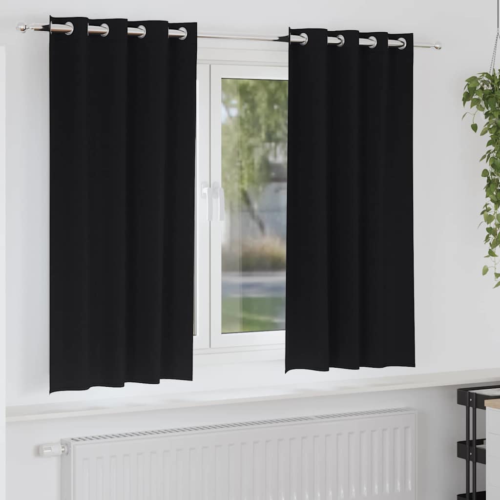 Vidaxl zwart-out gordijnen met ringen 2 st zwart 175 x 140 cm