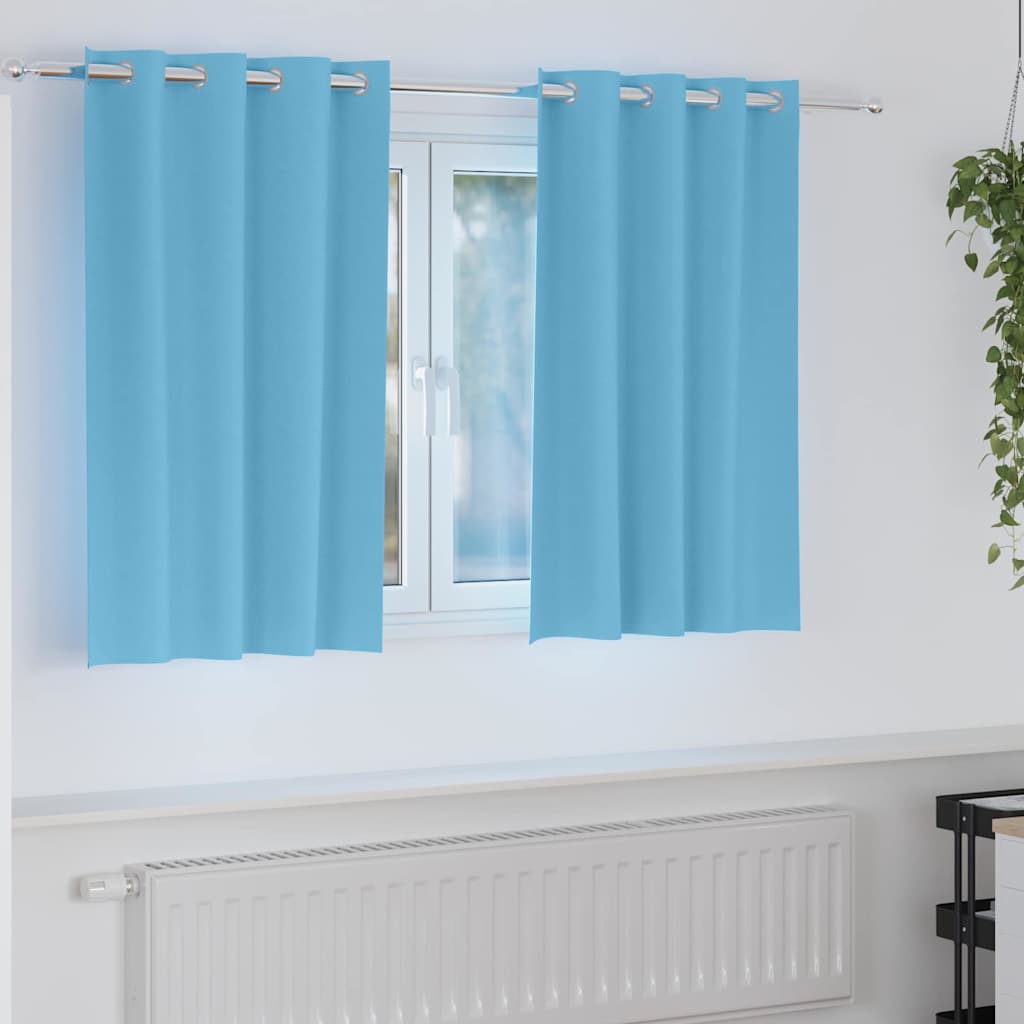 Vidaxl zwart-out gordijnen met ringen 2 st lichtblauw 140 x 140 cm