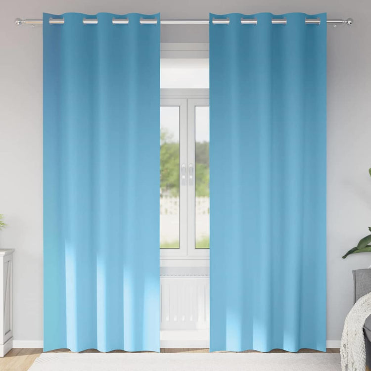 Vidaxl zwart-out gordijnen met ringen 2 st lichtblauw 245 x 140 cm