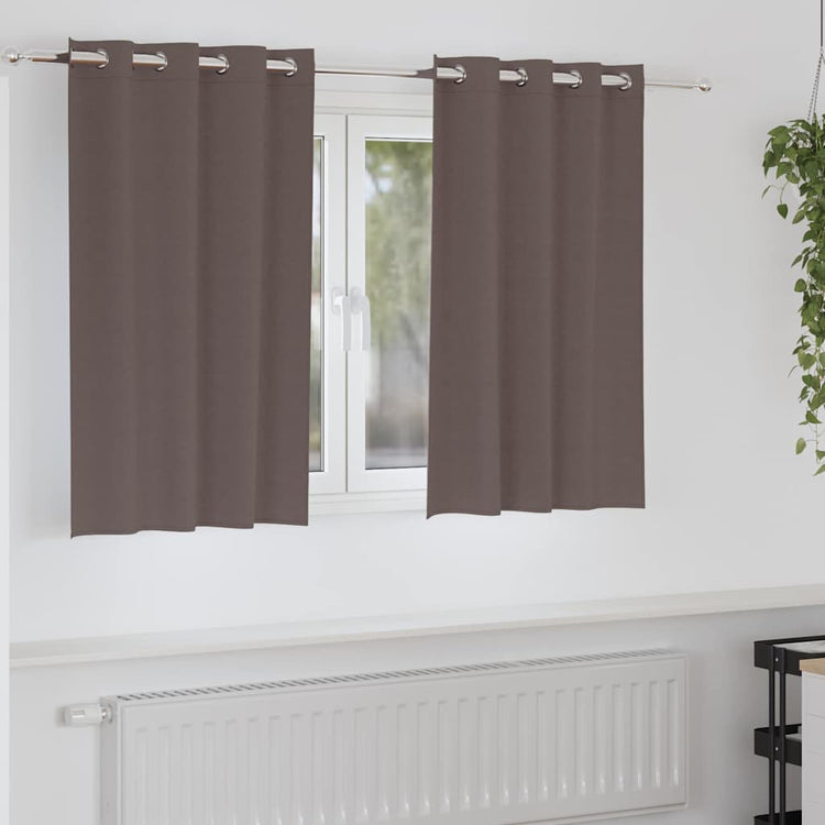 Vidaxl zwart-out gordijnen met ringen 2 pcs donkerbruin 140 x 140 cm