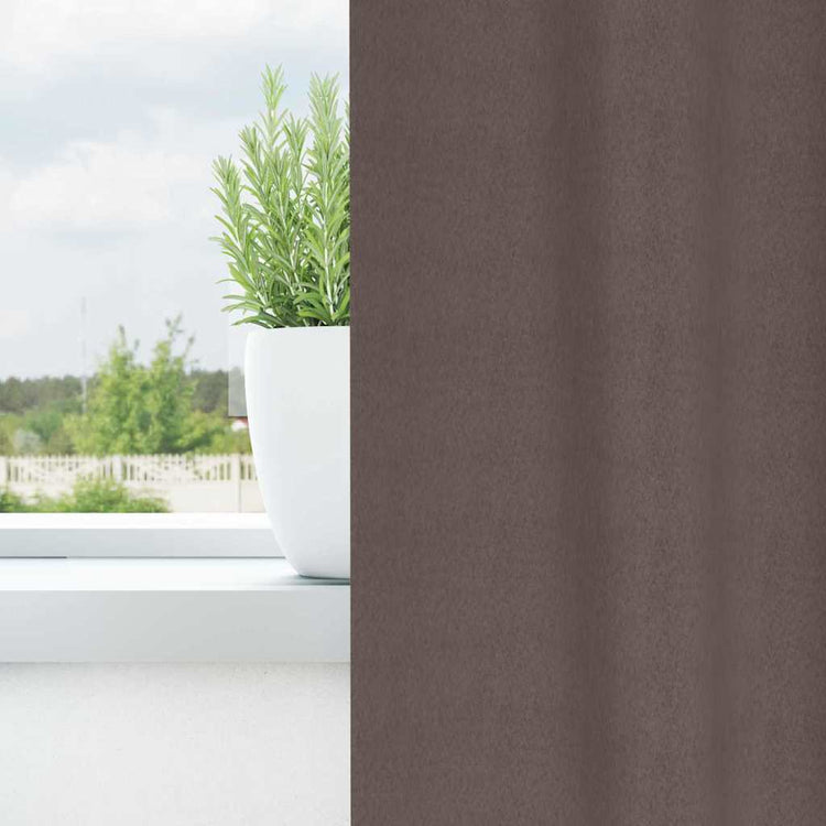 Vidaxl zwart-out gordijnen met ringen 2 st donkerbruin 225 x 140 cm