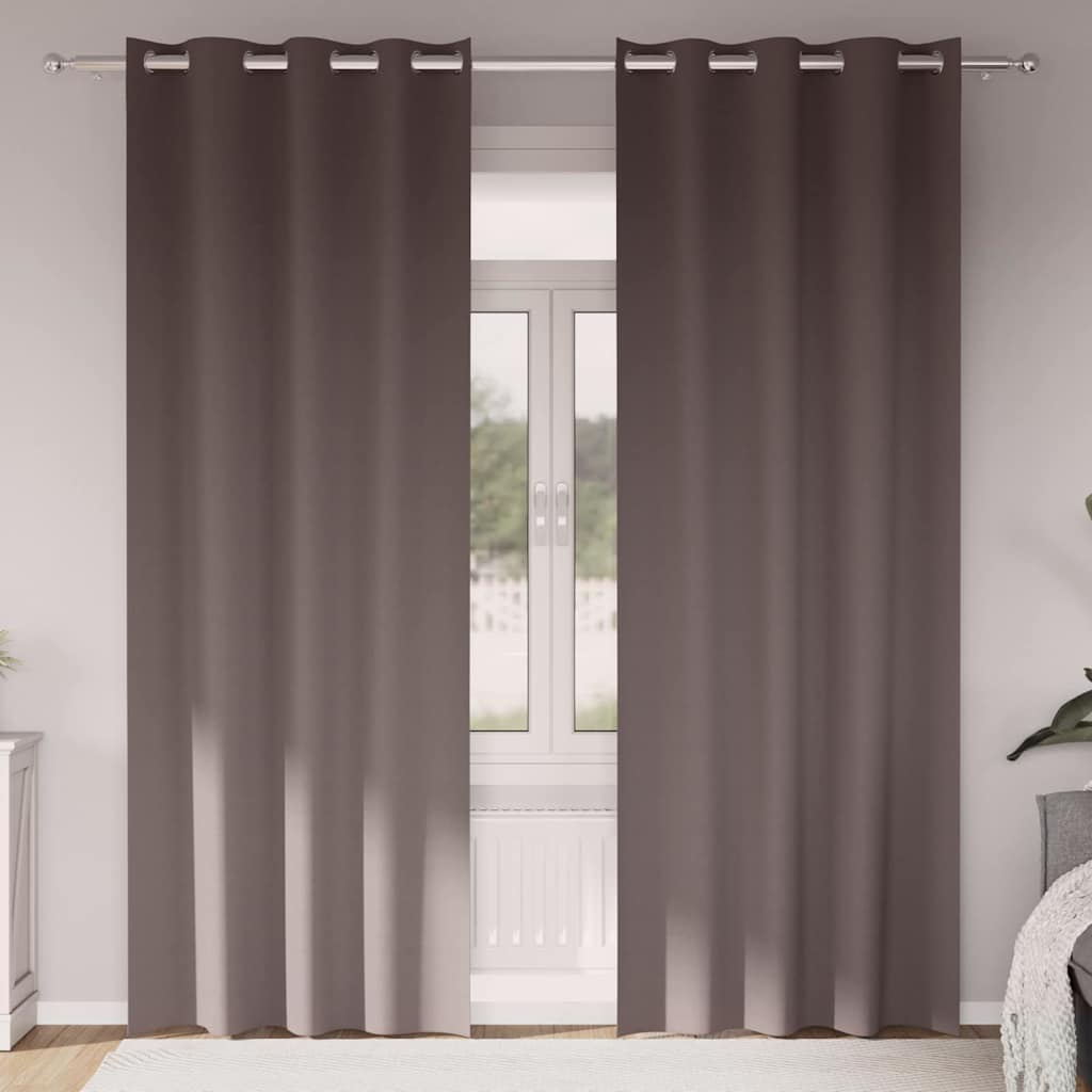Vidaxl zwart-out gordijnen met ringen 2 st donkerbruin 225 x 140 cm
