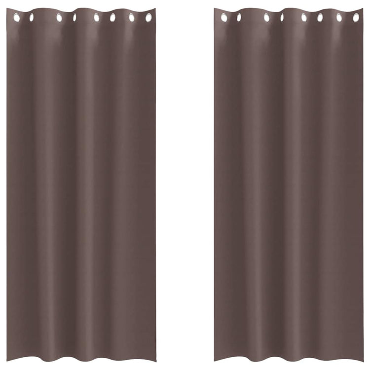 Vidaxl zwart-out gordijnen met ringen 2 st donkerbruin 225 x 140 cm