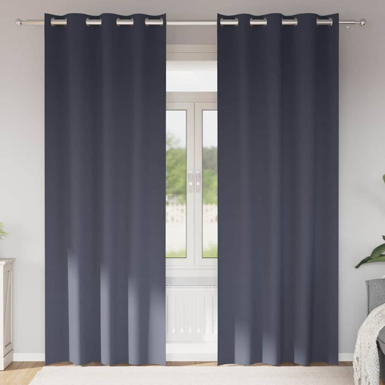 Vidaxl zwart-out gordijnen met ringen 2 st antraciet 260 x 140 cm