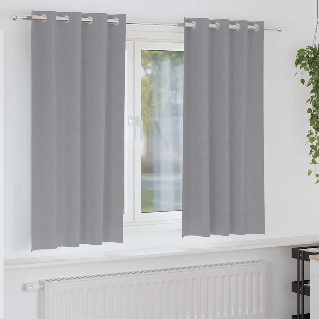Vidaxl zwart-out gordijnen met ringen 2 st lichtgrijs 175 x 140 cm