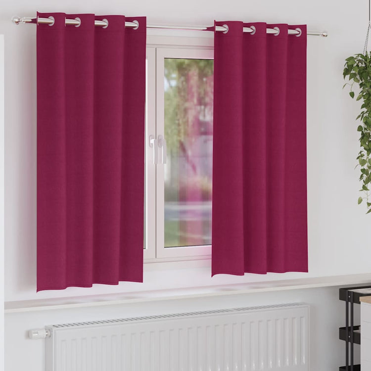 Vidaxl zwart-out gordijnen met ringen 2 st wijnrood 175 x 140 cm