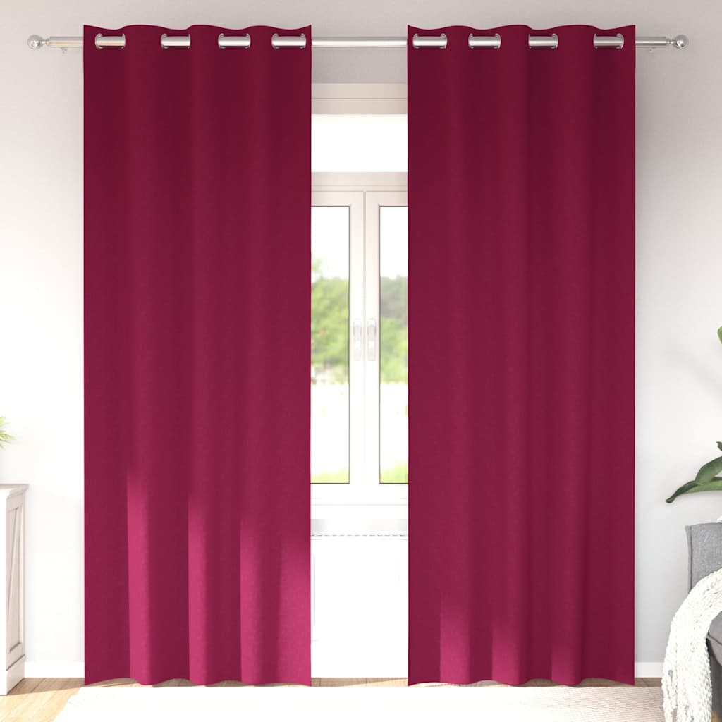 Vidaxl zwart-out gordijnen met ringen 2 st wijnrood 245 x 140 cm