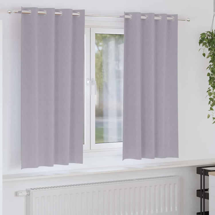 Vidaxl zwart-out gordijnen met ringen 2 st metaalgrijs 175 x 140 cm