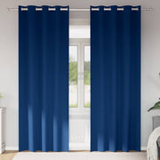 Vidaxl zwart-out gordijnen met ringen 2 st donkerblauw 245 x 140 cm - afbeelding 1