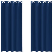 Vidaxl zwart-out gordijnen met ringen 2 st donkerblauw 260 x 140 cm - afbeelding 2