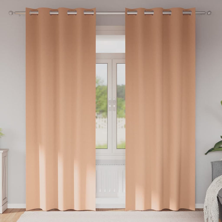 Vidaxl zwart-out gordijnen met ringen 2 st licht bruin 225 x 140 cm