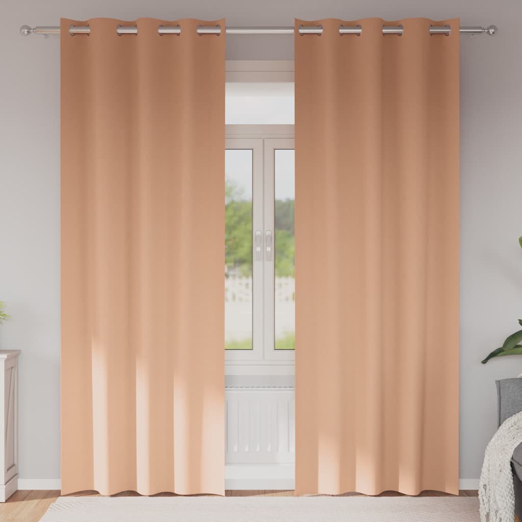 Vidaxl zwart-out gordijnen met ringen 2 st licht bruin 245 x 140 cm