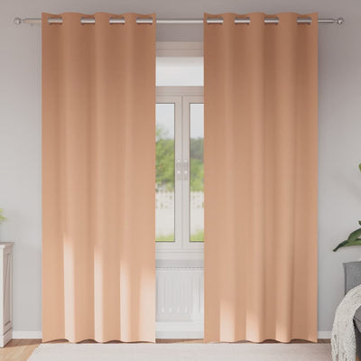 Vidaxl zwart-out gordijnen met ringen 2 st licht bruin 245 x 140 cm