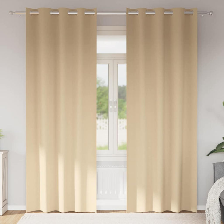 Vidaxl zwart-out gordijnen met ringen 2 st crèmekleurig 245 x 140 cm