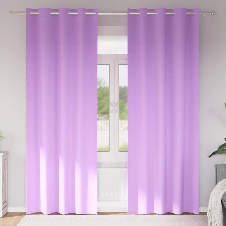 Vidaxl zwart-out gordijnen met ringen 2 st paars 225 x 140 cm