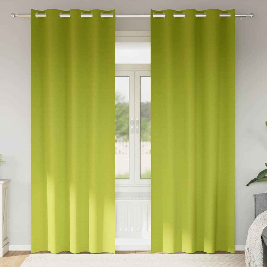 Vidaxl zwart-out gordijnen met ringen 2 st groen 245 x 140 cm