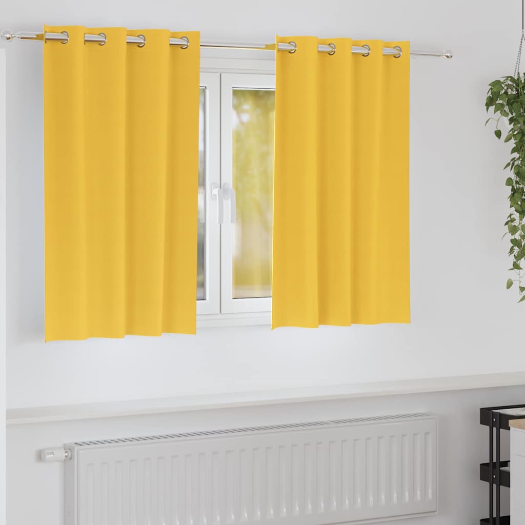 Vidaxl zwart-out gordijnen met ringen 2 pcs mosterdgeel 140 x 140 cm