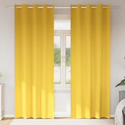 Vidaxl zwart-out gordijnen met ringen 2 pcs mosterdgeel 225 x 140 cm - afbeelding 1