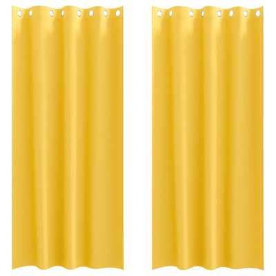 Vidaxl zwart-out gordijnen met ringen 2 st mosterdgeel 245 x 140 cm