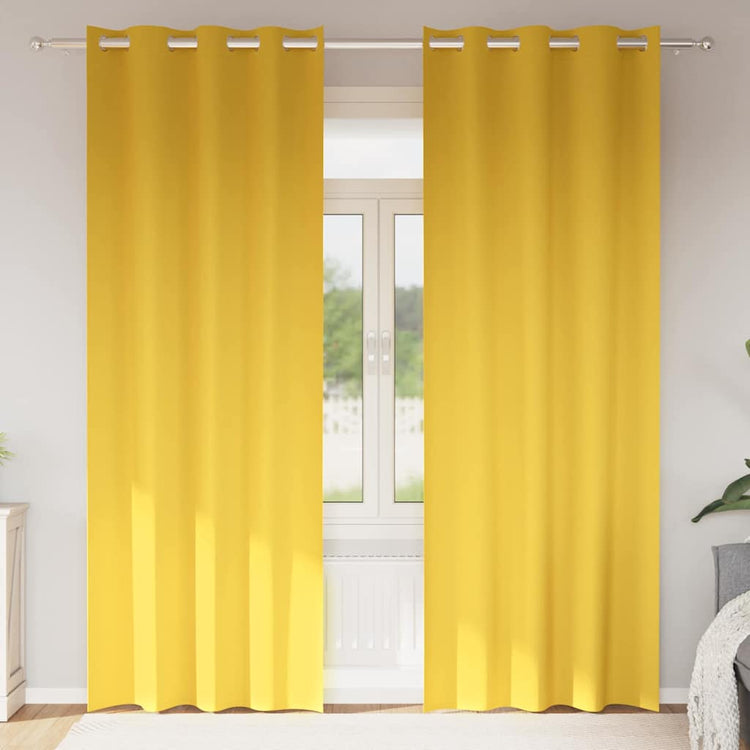Vidaxl zwart-out gordijnen met ringen 2 st mosterdgeel 260 x 140 cm