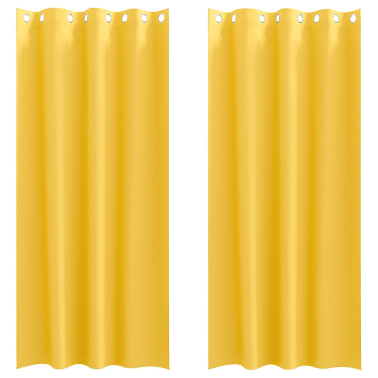 Vidaxl zwart-out gordijnen met ringen 2 st mosterdgeel 260 x 140 cm