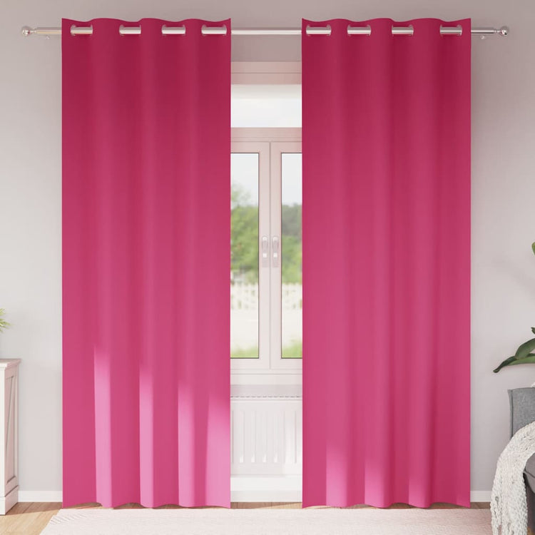 Vidaxl zwart-out gordijnen met ringen 2 st felroze 225 x 140 cm
