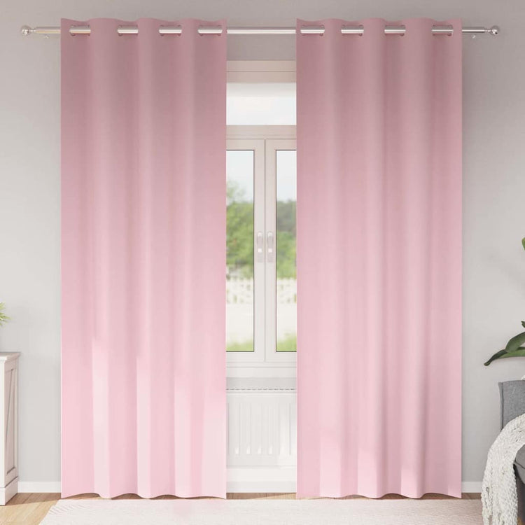 Vidaxl zwart-out gordijnen met ringen 2 st babyroze 225 x 140 cm