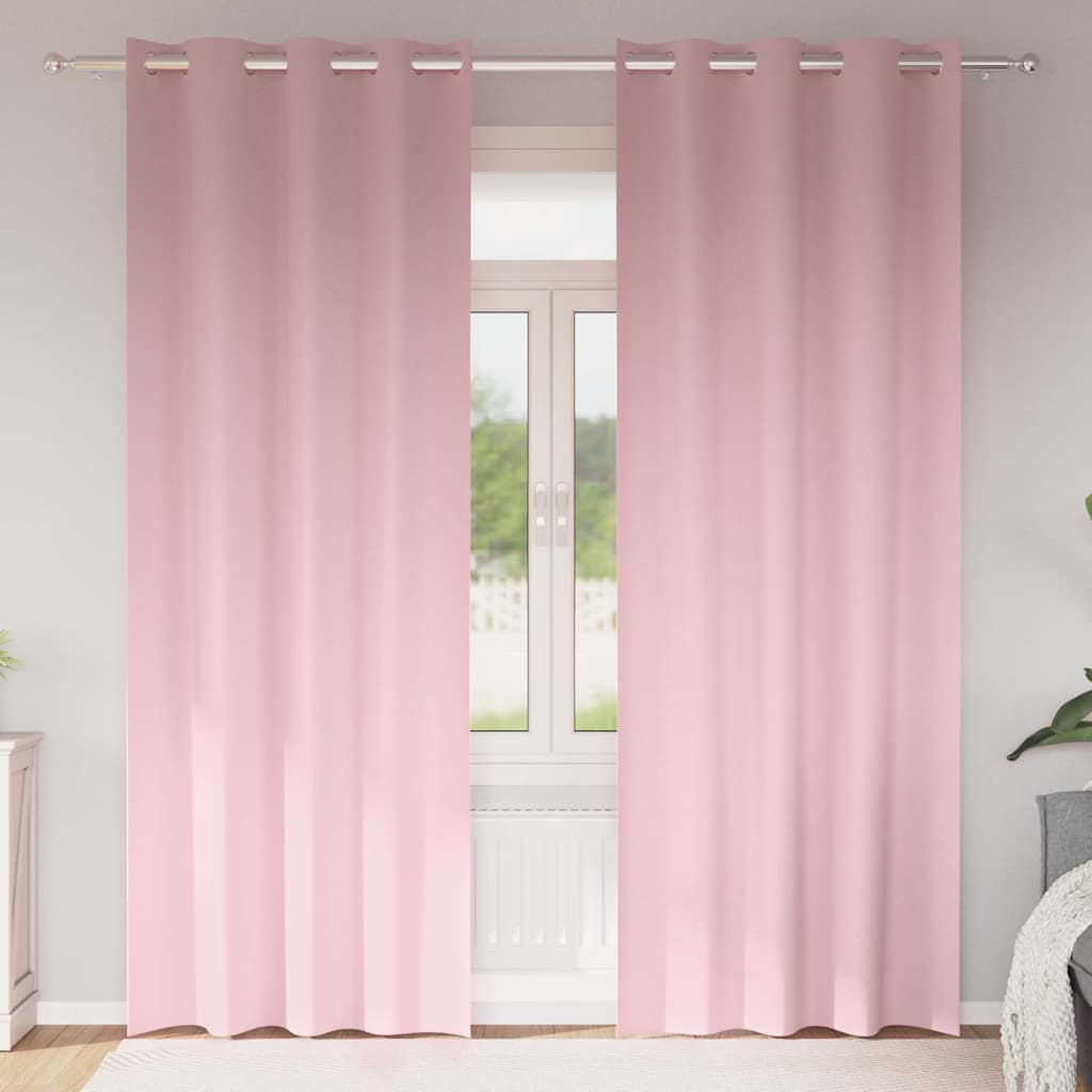 Vidaxl zwart-out gordijnen met ringen 2 st babyroze 260 x 140 cm