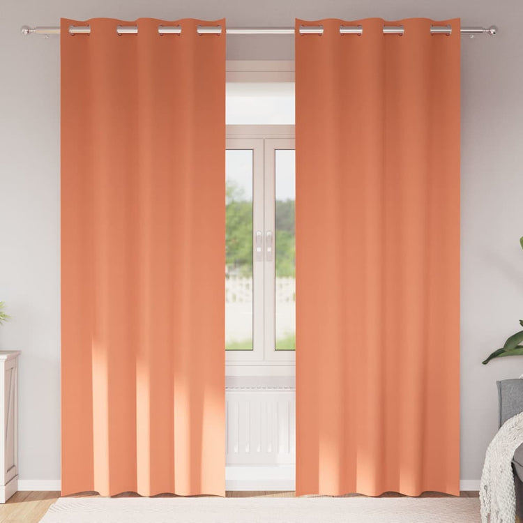 Vidaxl zwart-out gordijnen met ringen 2 st terracotta 245 x 140 cm