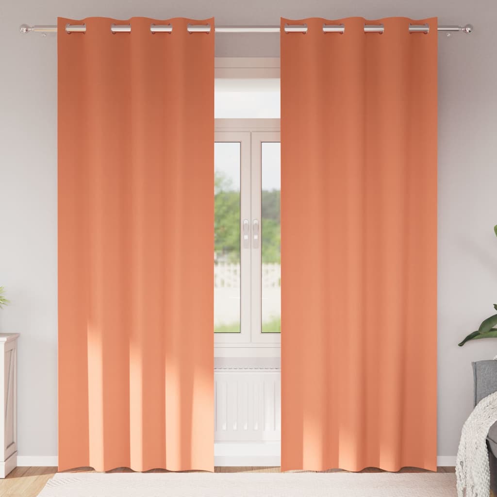 Vidaxl zwart-out gordijnen met ringen 2 st terracotta 260 x 140 cm