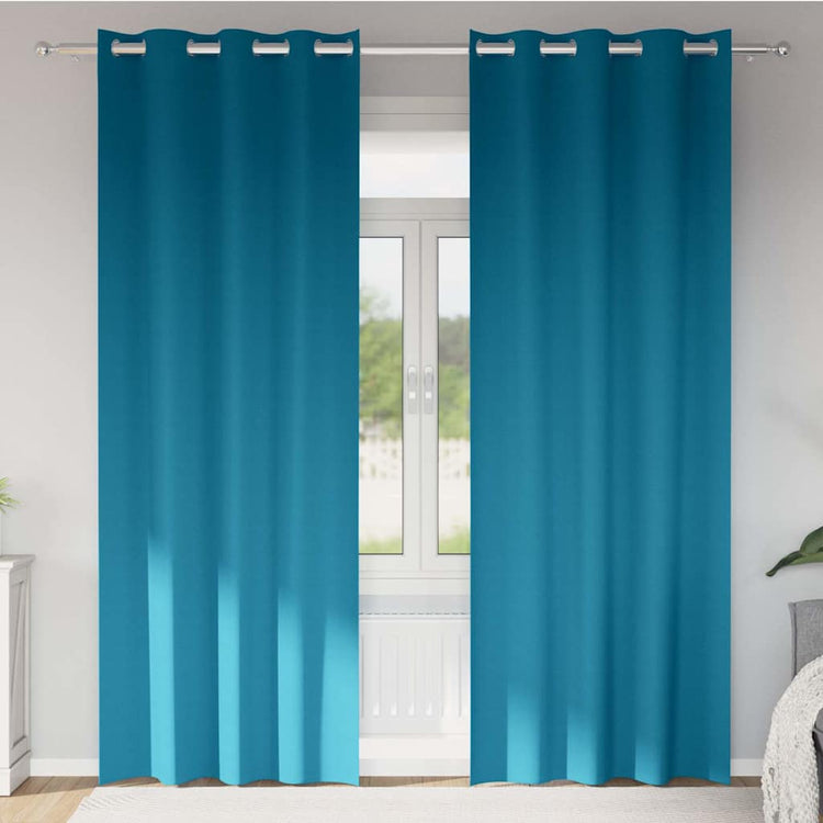 Vidaxl zwart-out gordijnen met ringen 2 st turquoise 245 x 140 cm