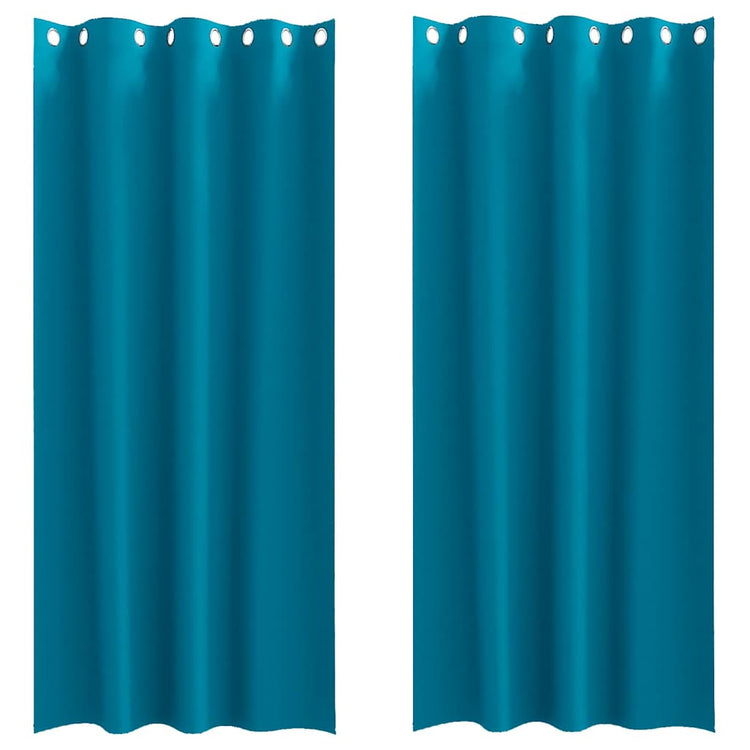 Vidaxl zwart-out gordijnen met ringen 2 st turquoise 245 x 140 cm