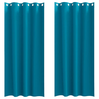 Vidaxl zwart-out gordijnen met ringen 2 st turquoise 260 x 140 cm