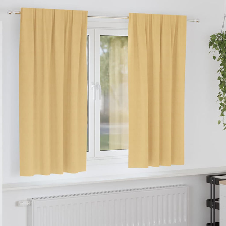 Vidaxl zwart-out gordijnen met ringen 2 st beige 175 x 140 cm