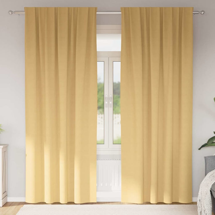 Vidaxl zwart-out gordijnen met ringen 2 st beige 225 x 140 cm
