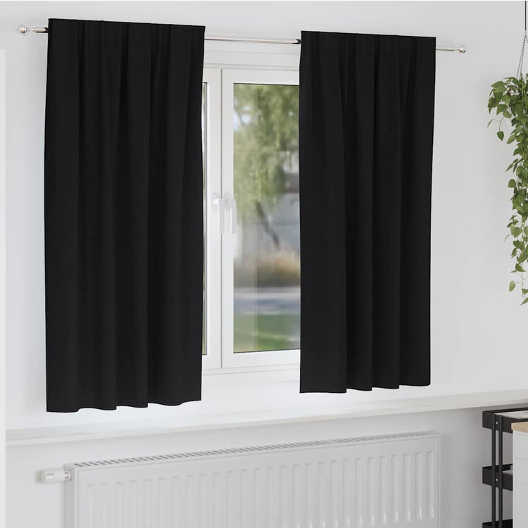 Vidaxl zwart-out gordijnen met ringen 2 pcs zwart 175 x 140 cm