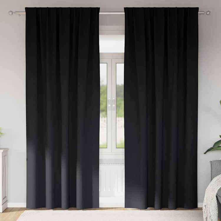 Vidaxl zwart-out gordijnen met ringen 2 st zwart 225 x 140 cm