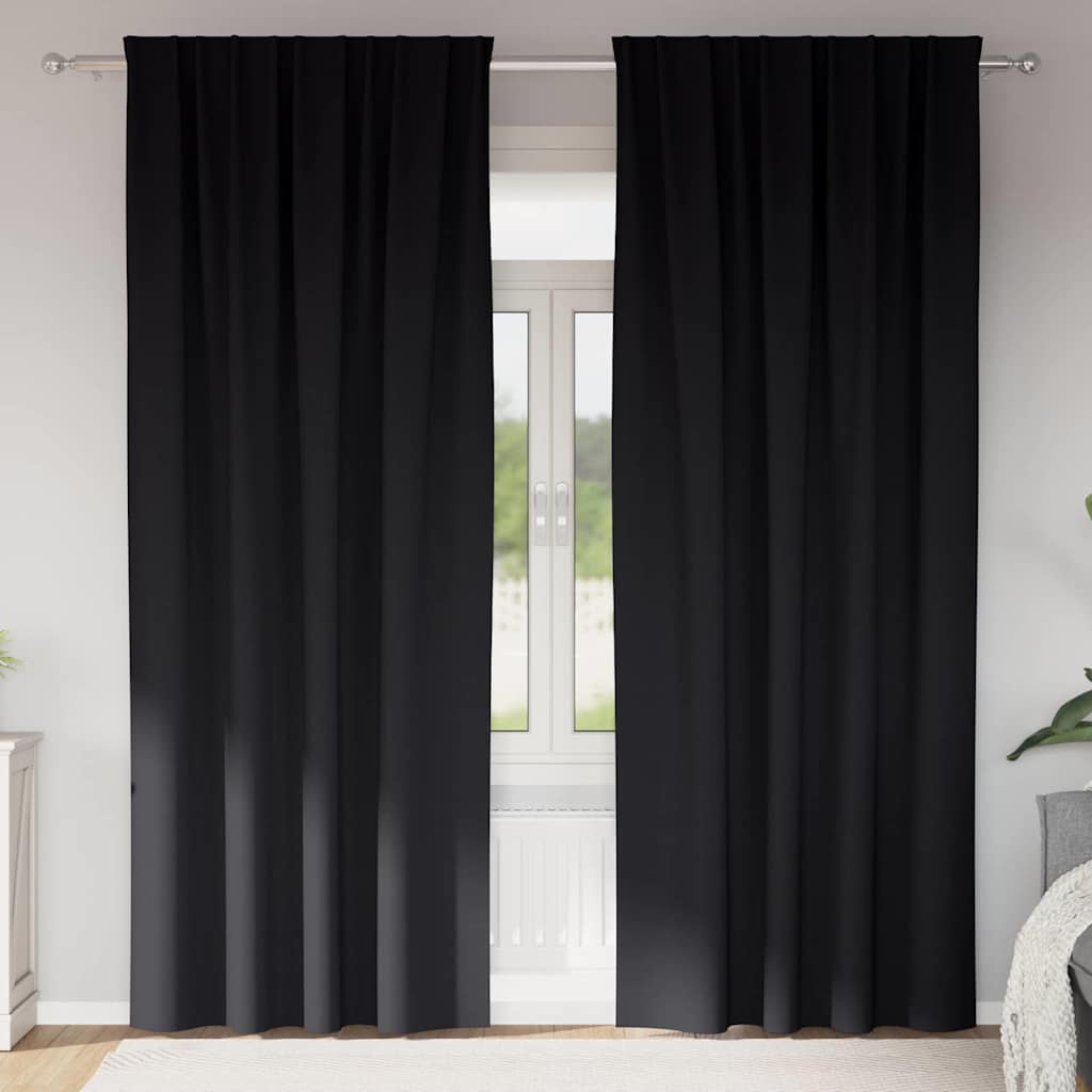 Vidaxl zwart-out gordijnen met ringen 2 st zwart 245 x 140 cm